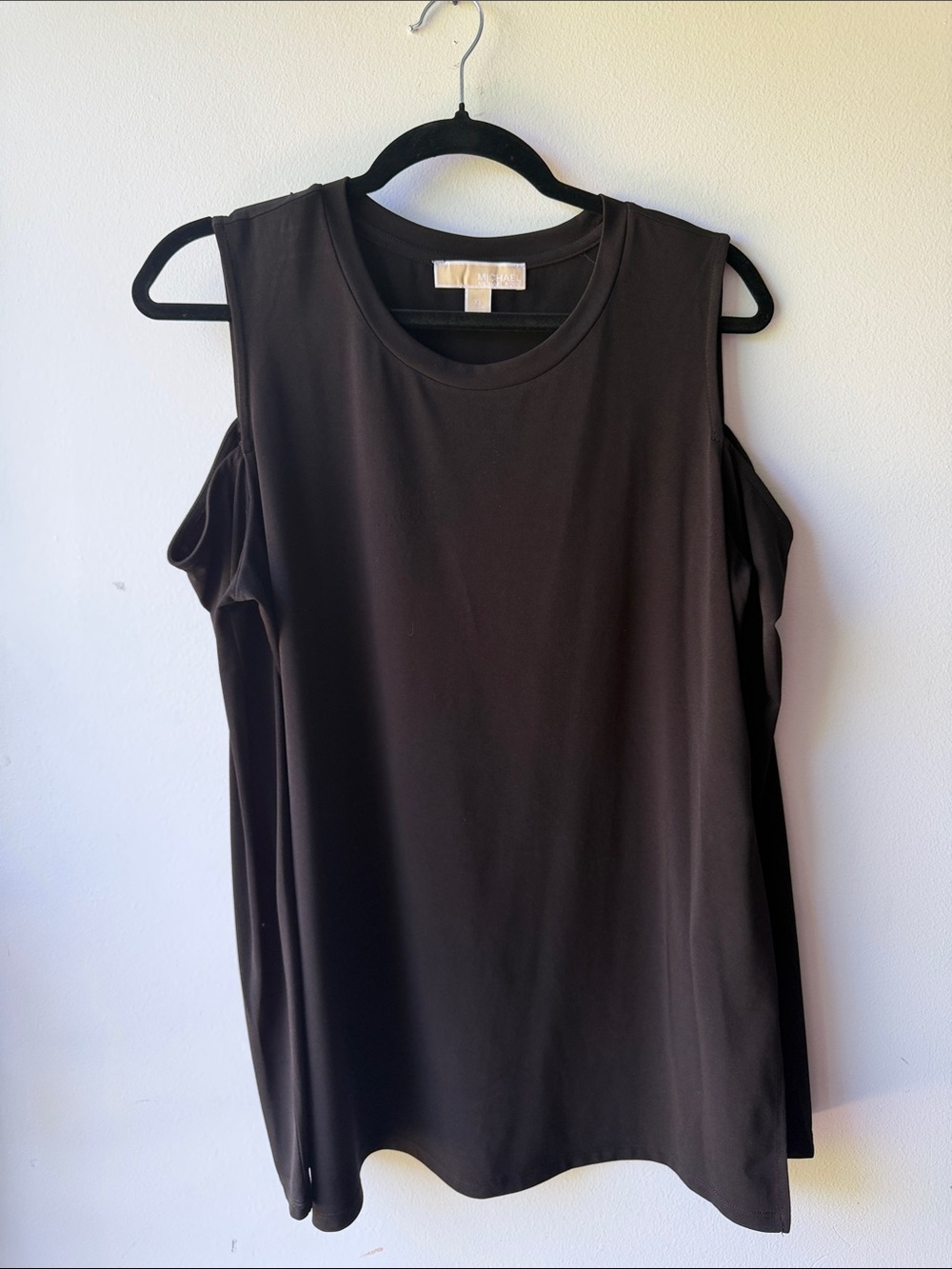 Michael Kors Black Cold-Shoulder long sleeve Blouse Top